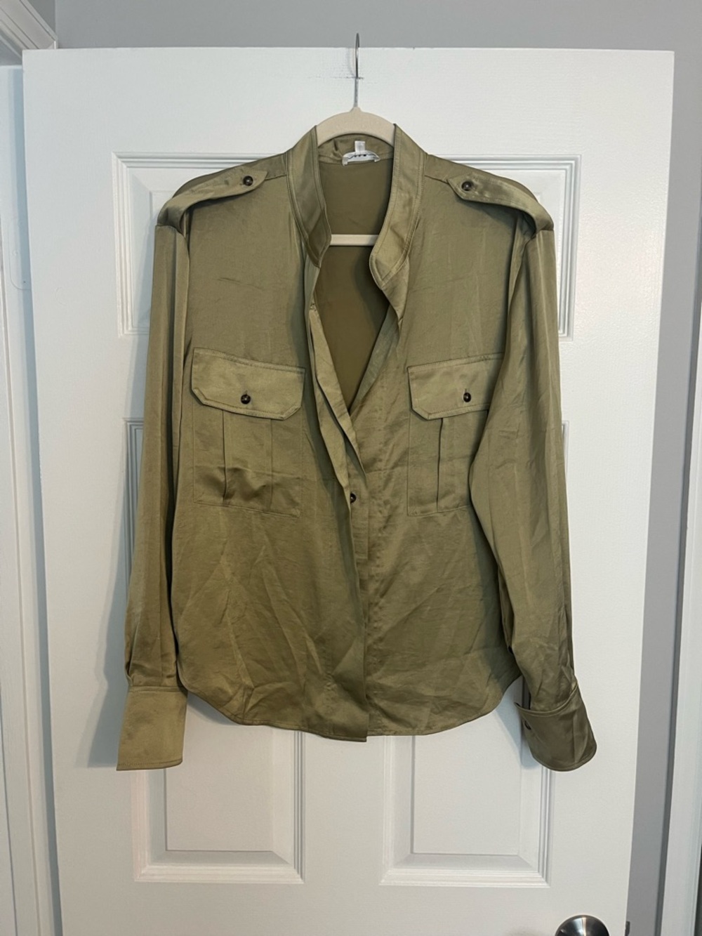A.L.C. Olive Green Military-Inspired Button-Down Shirt